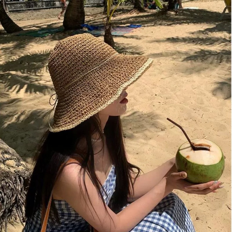 1 Buah Topi Jerami Pantai Musi - Hat Floppy Wide ulasan dan harga